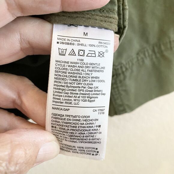 Gap Womens M Double Breasted‎ Military Style Collared Army Green Snap Jacket - Picture 9 of 12